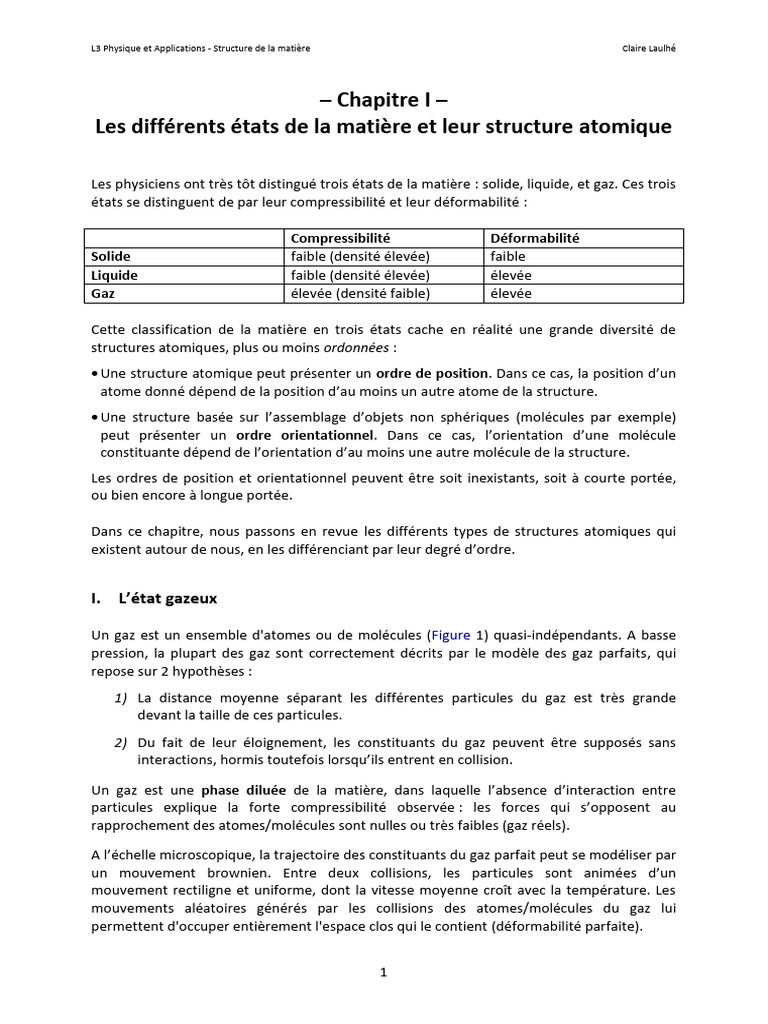 États de la matière et structures atomiques | PDF | Atomes | Gaz