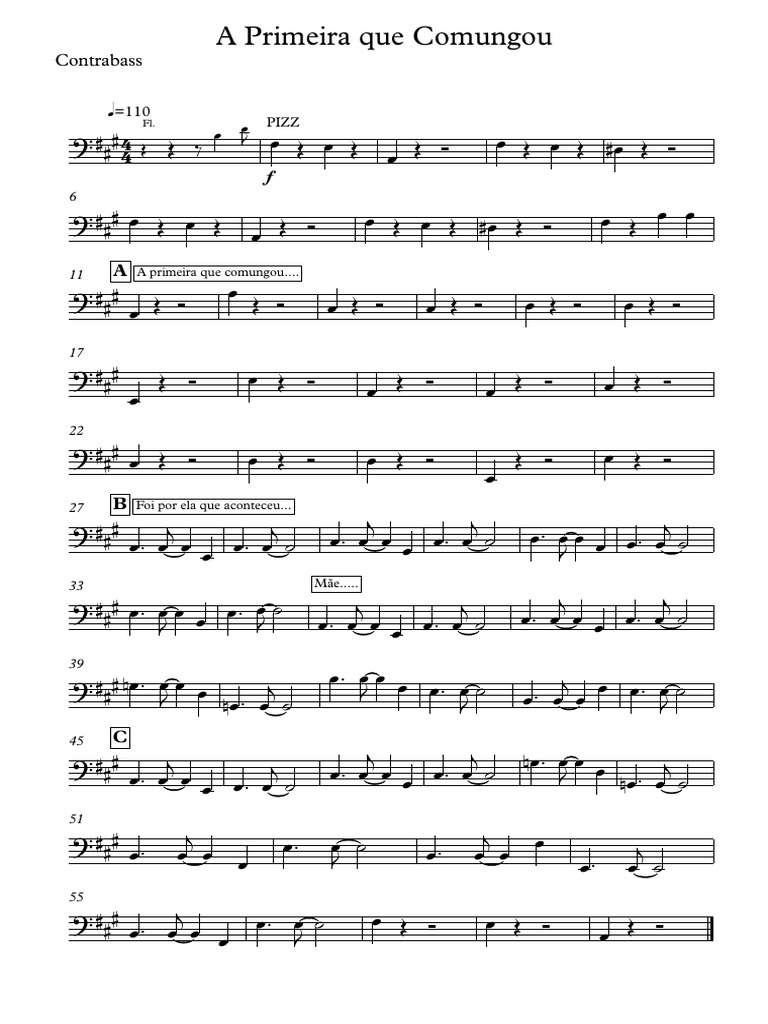 A Primeira Que Comungou - Contrabass | PDF