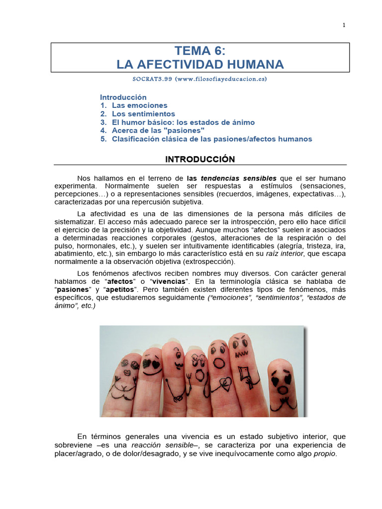 Tema 6 La Afectividad Humana | PDF | Las emociones | Inteligencia emocional