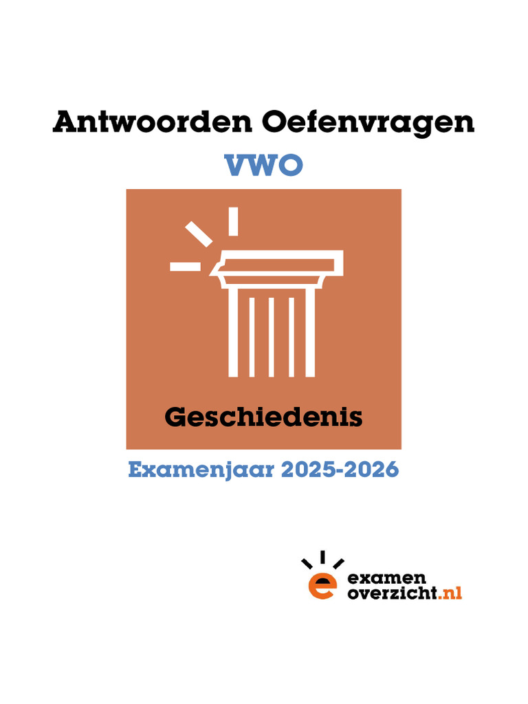 VWO Geschiedenis 2026 - Antwoorden Oefenvragen | PDF