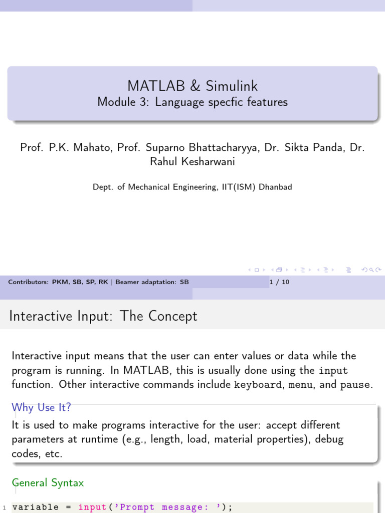 Mod 3 Language Specific Features | PDF | Computer Keyboard | Matlab