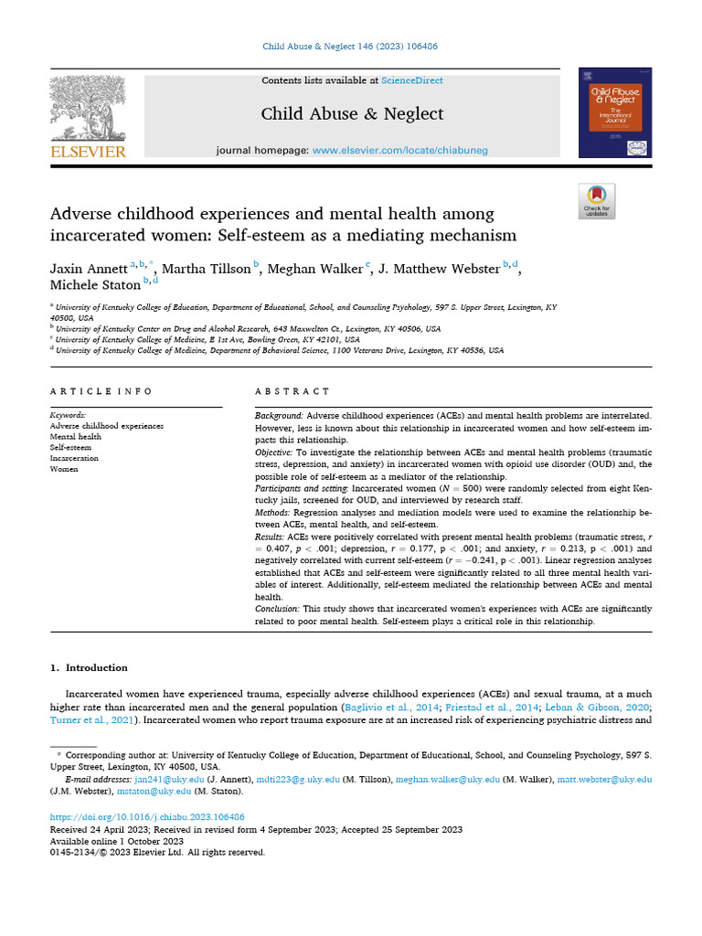 +adverse Childhood Experiences and Mental Health Among | PDF | Mental ...