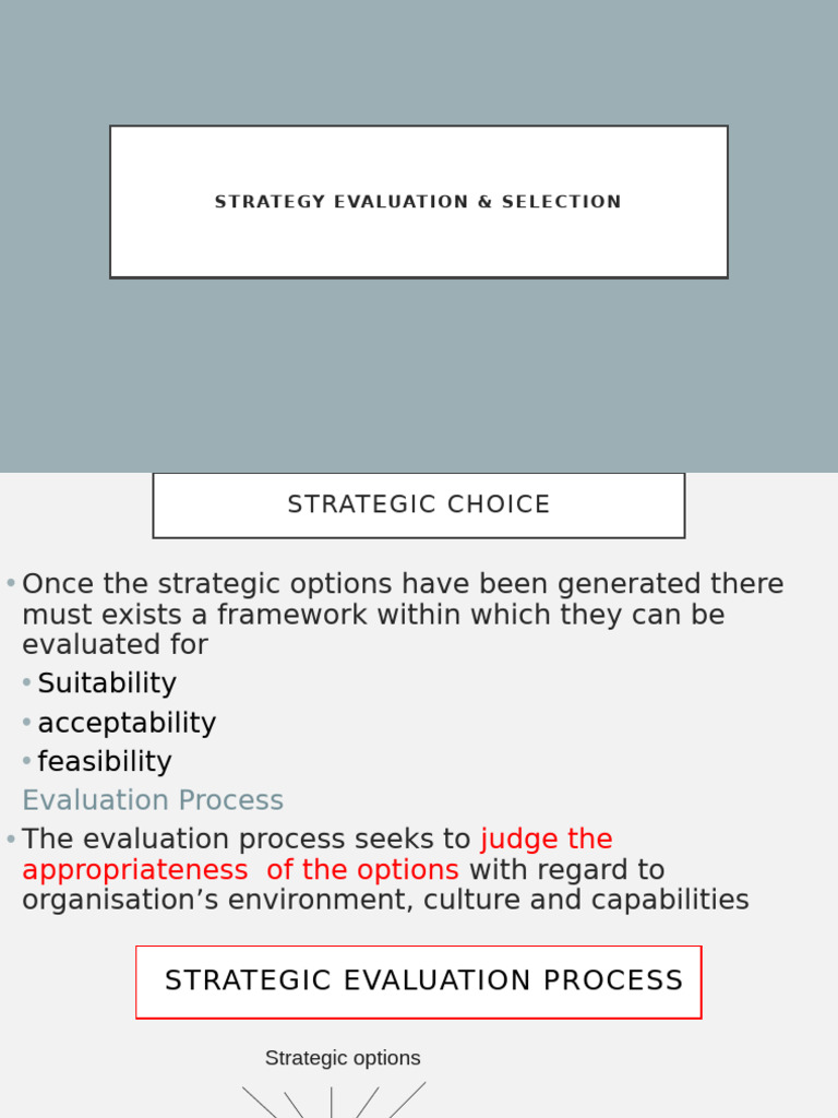 Strategy Evaluation and Selection Guide | PDF | Evaluation | Risk