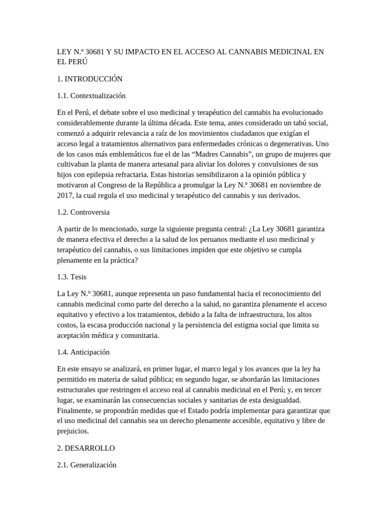 Impacto de la Ley 30681 en Cannabis Medicinal | PDF | Cannabis (Droga ...