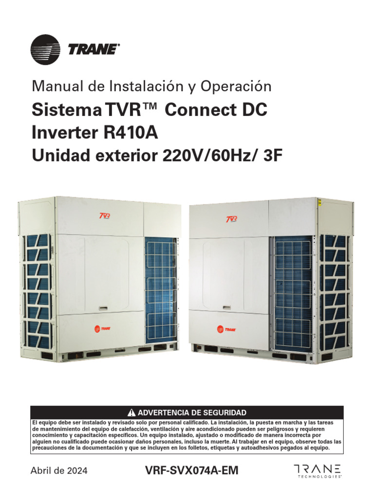 Manual de Instalación TVR™ Connect DC | PDF | Aire acondicionado ...