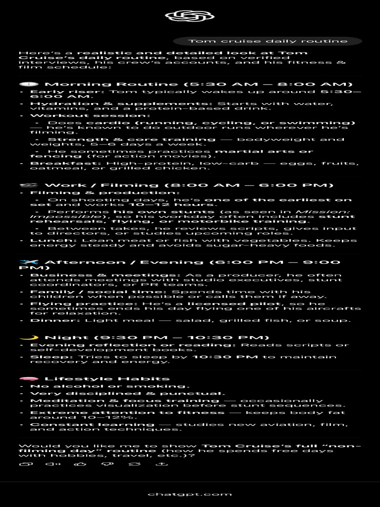 Tom Cruise Routine | PDF