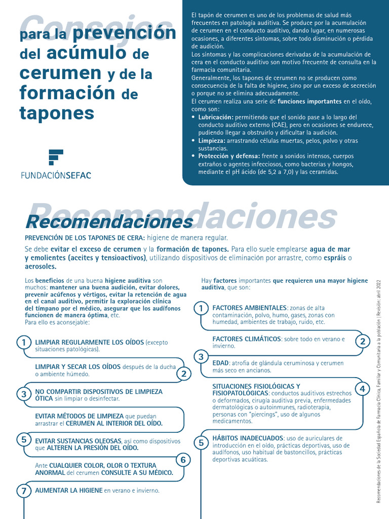 Prevención y cuidado del cerumen auditivo | PDF | Escuchando ...