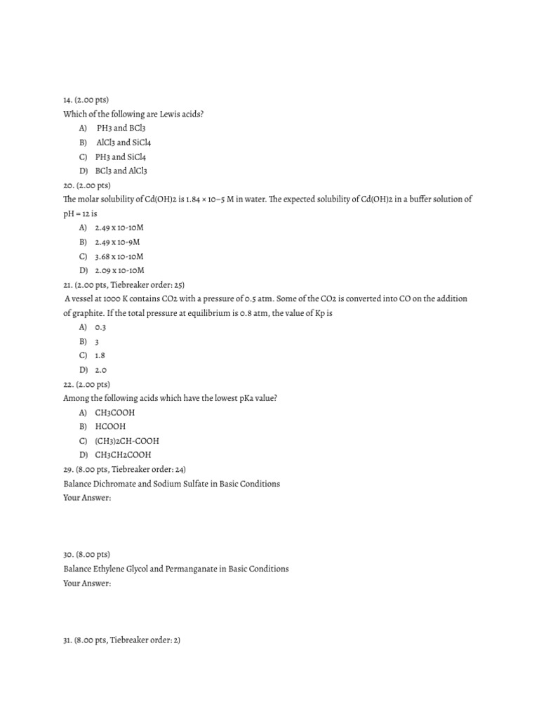 Chemistry Practice Problems and Buffers | PDF | Buffer Solution | Acid