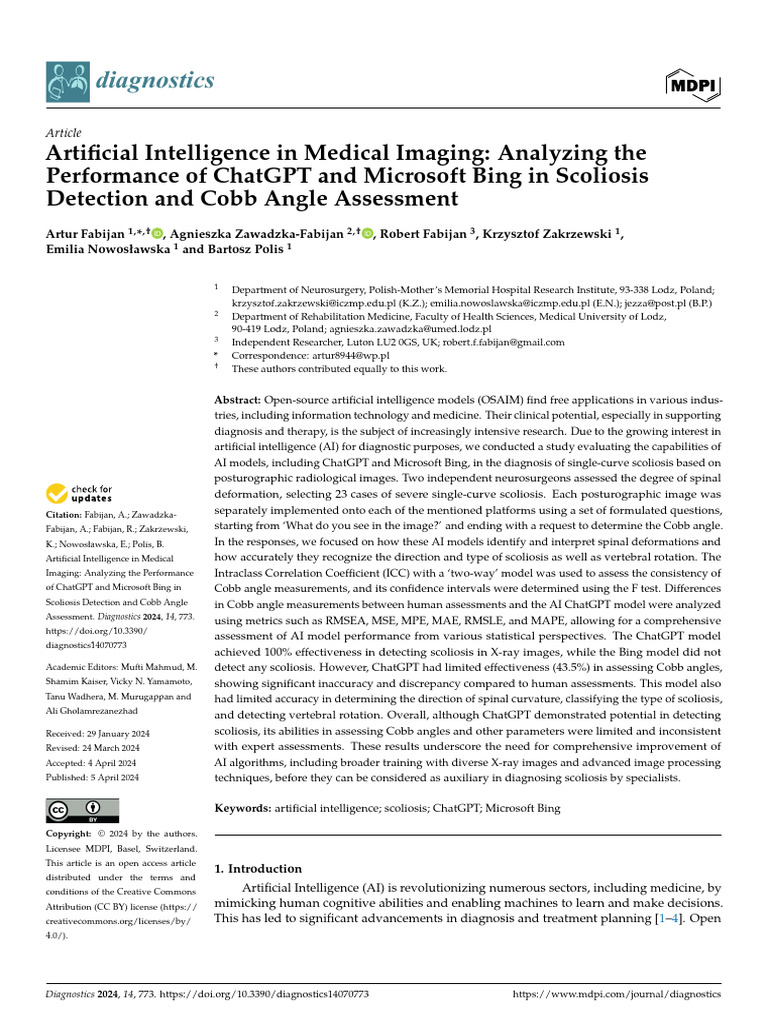 Artificial Intelligence in Medical Imaging | PDF | Scoliosis ...