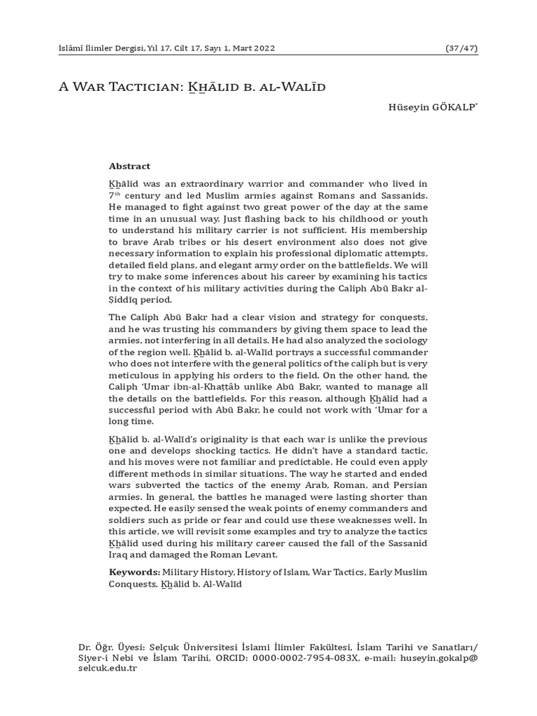 Tactics of K̲h̲ālid b. al-Walīd in War | PDF | Umar | Muhammad
