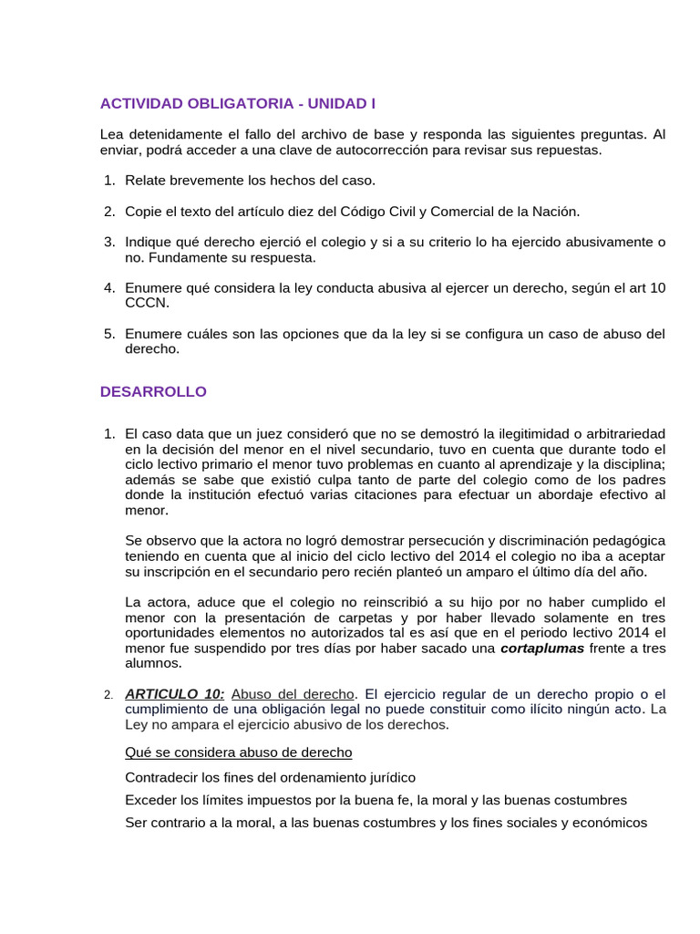 Análisis del Abuso de Derecho en Educación | PDF | Justicia | Crimen y ...