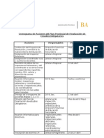 Cronograma de Acciones del Plan Provincial de Finalización de Estudios Obligatorios SECUNDARIA (2012)
