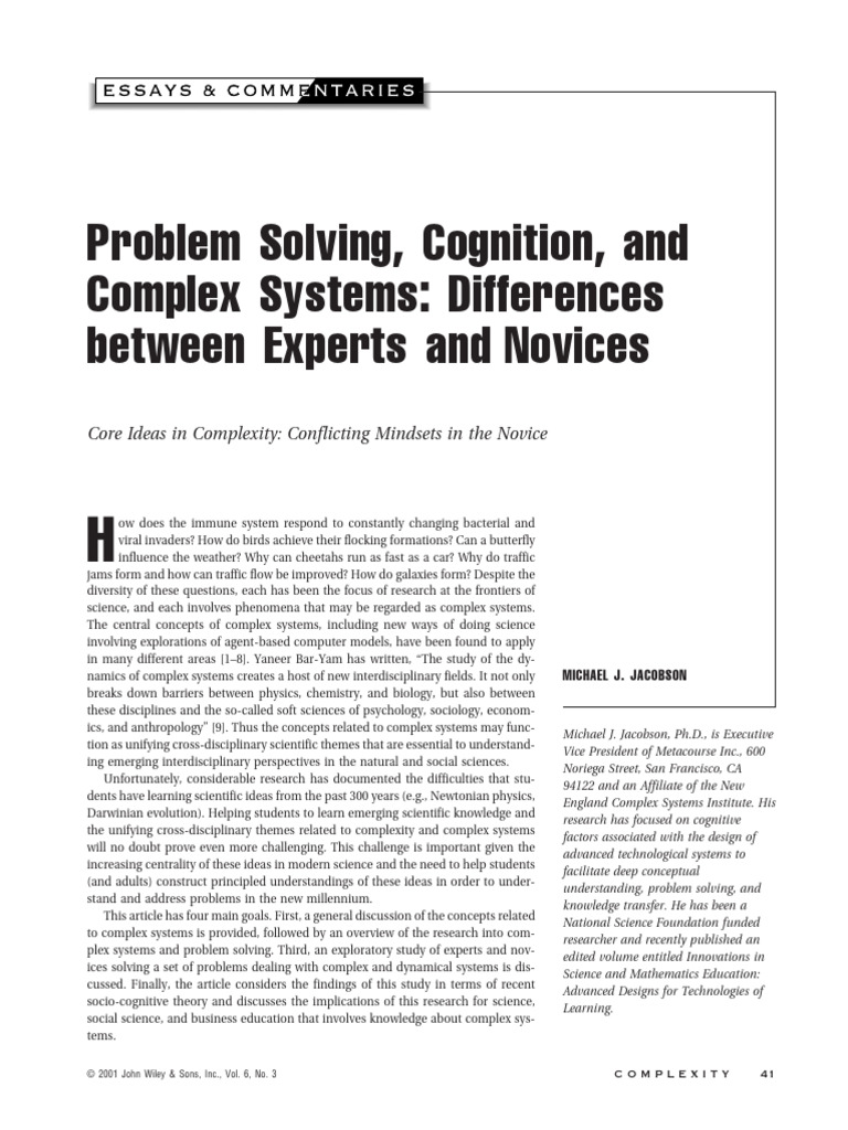 Expert vs Novice Problem Solving in Complex Systems | PDF | Science ...