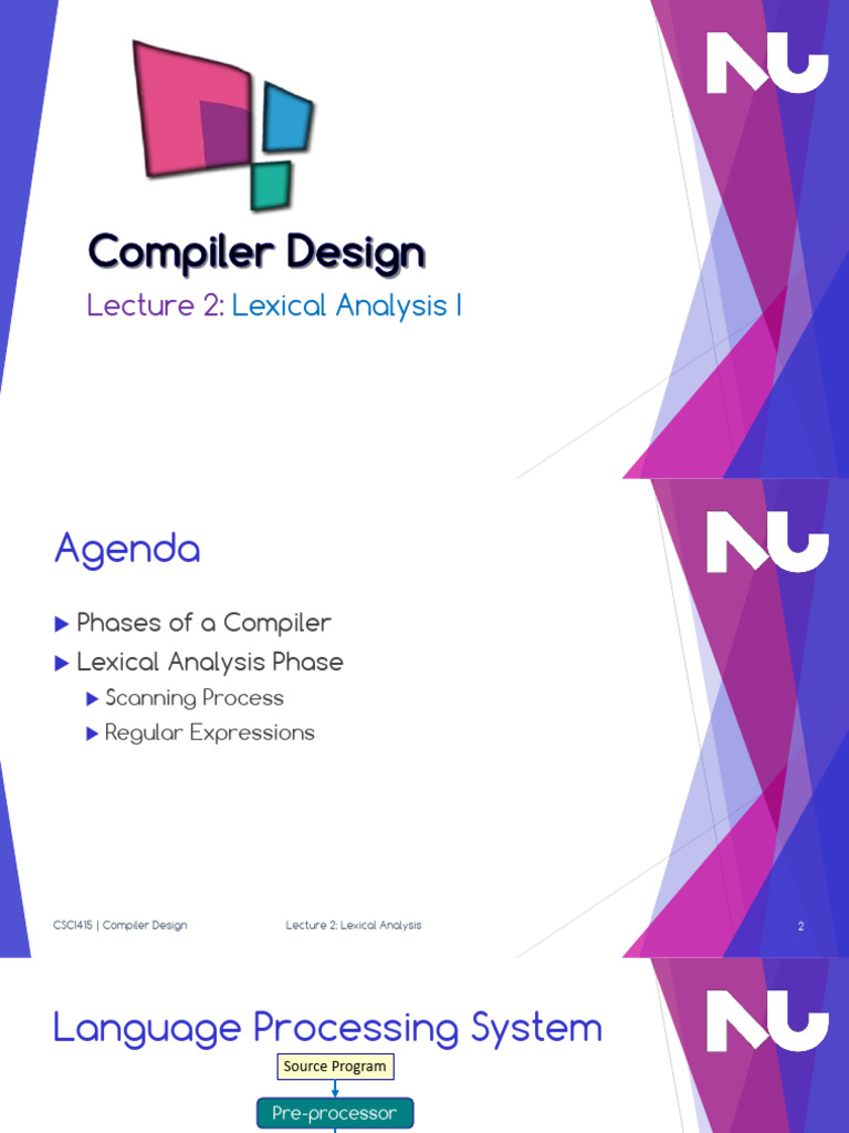 CSCI 415 Lecture 2 Lexical Analysis I | PDF | Compiler | Parsing