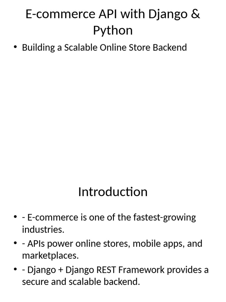 E-commerce API with Django Overview | PDF