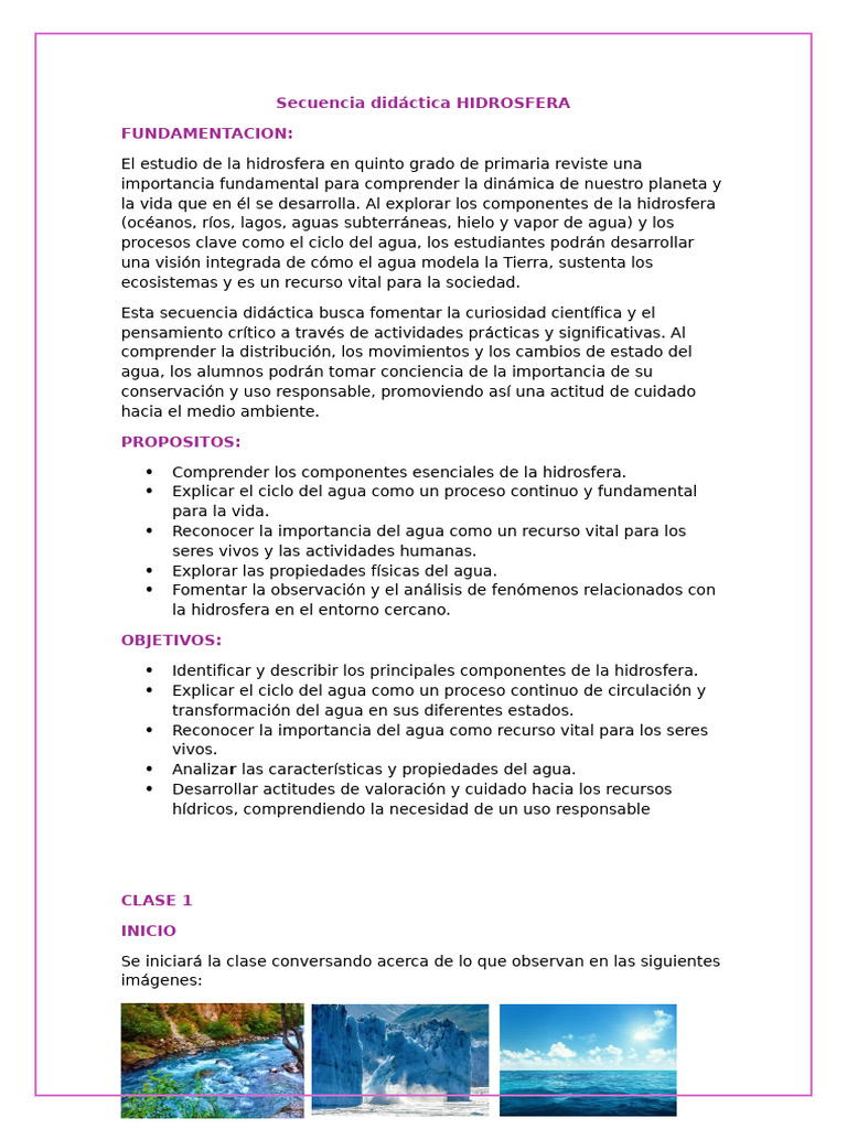 Hidrosfera 5to B | PDF | Agua | El ciclo del agua
