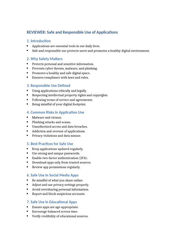 Safe and Responsible App Usage Guide | PDF