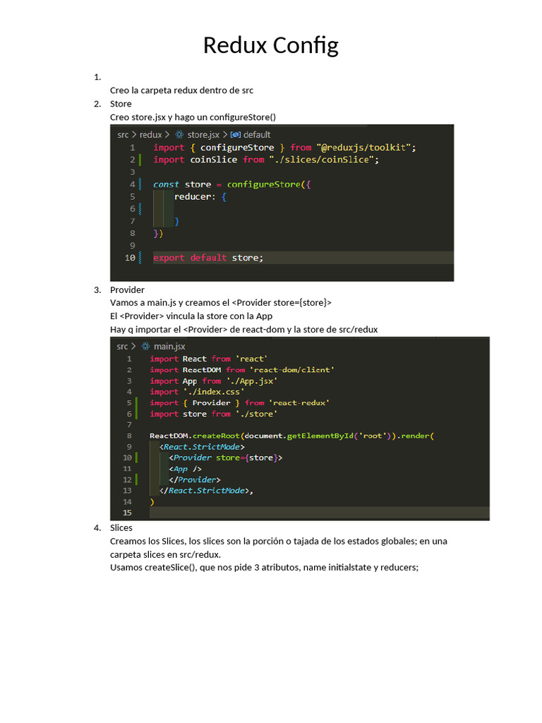Guía de Configuración de Redux en React | PDF | Programación de ...
