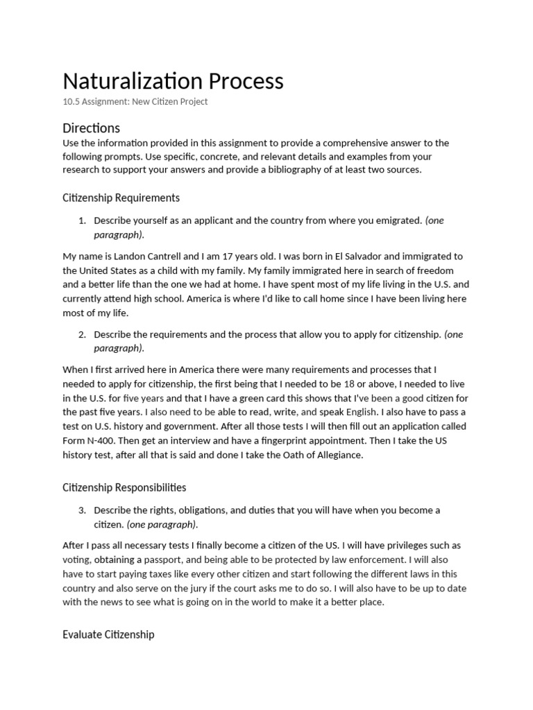 10.5 Naturalization Process Document | PDF | Citizenship | Naturalization