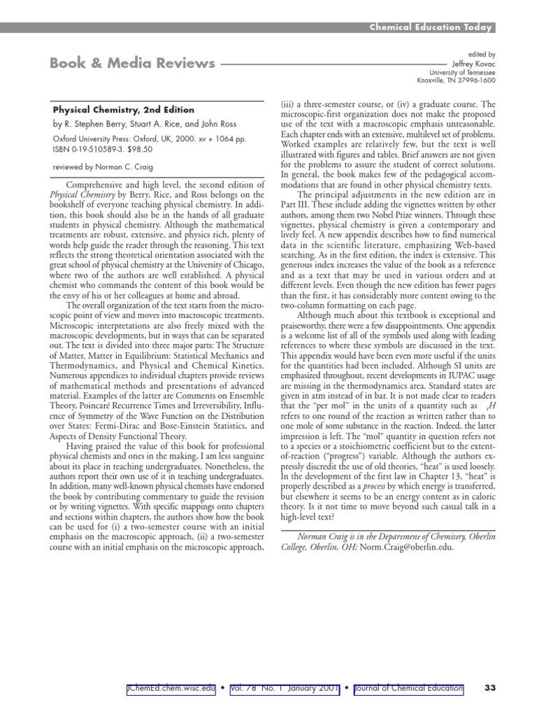 2001 Physical Chemistry 2nd Edition (Berry R Stephen Rice Stuart A Ross ...