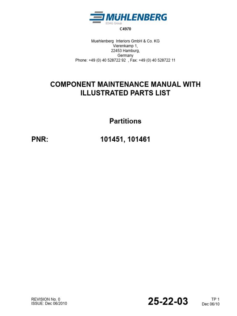 25-22-03 R00 - B737 - Muhlenberg - Windshield PN - 101451 & 101461 ...
