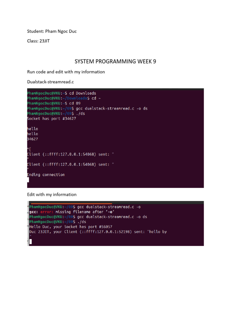 Week 9 System Programming Tasks | PDF