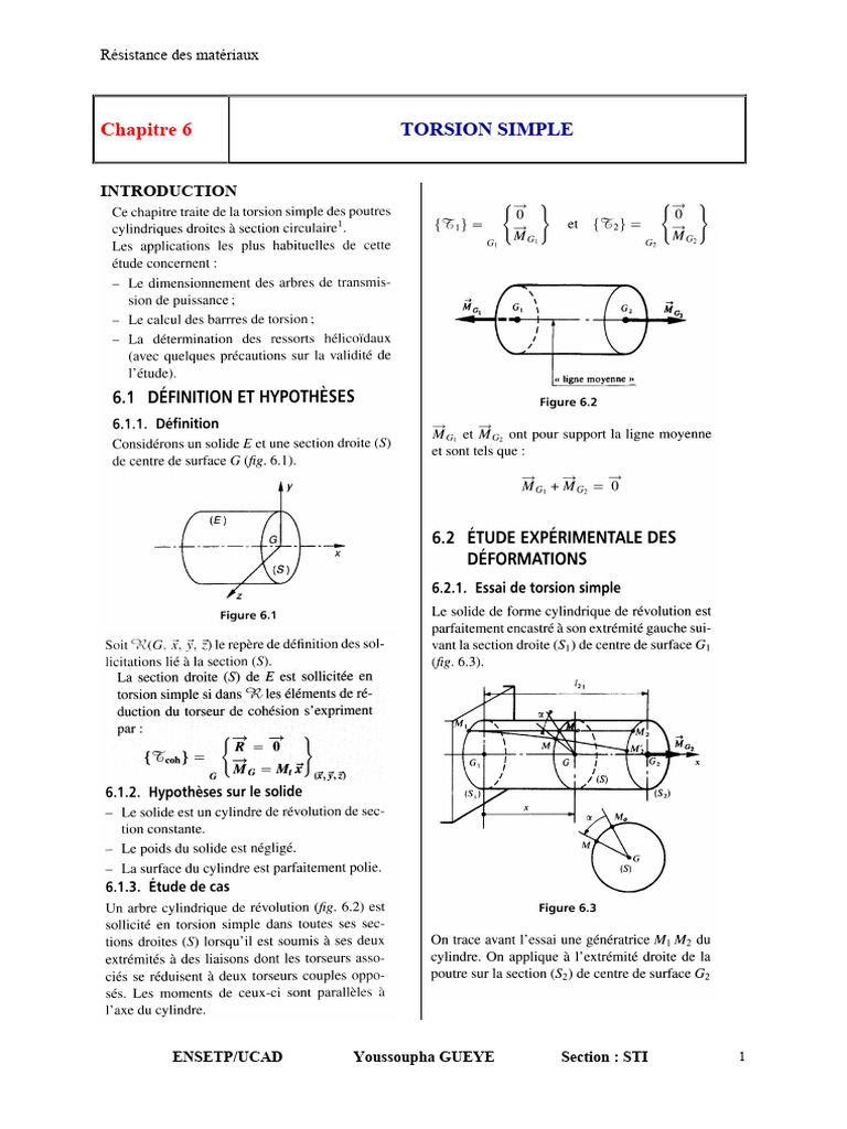 Torsion simple en résistance des matériaux | PDF