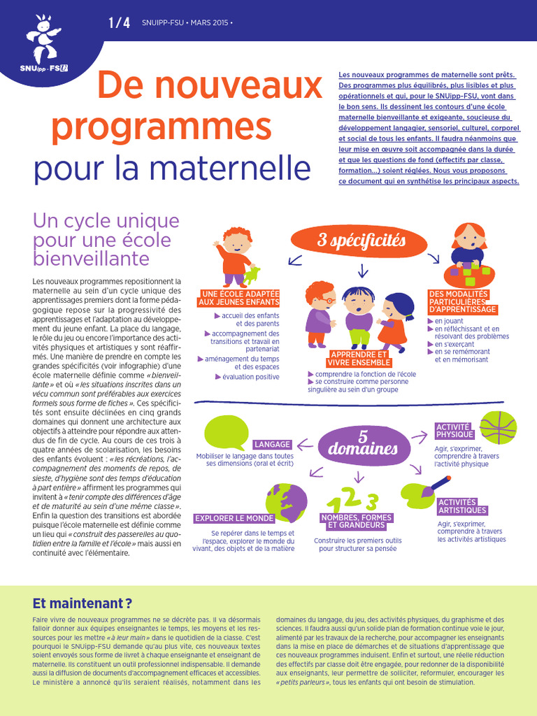 Nouveaux programmes de maternelle 2023 | PDF | Apprentissage | Physique