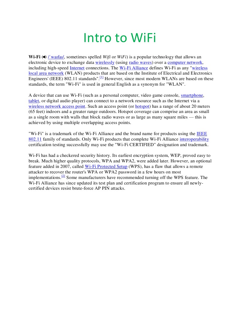 Intro To WiFi | PDF