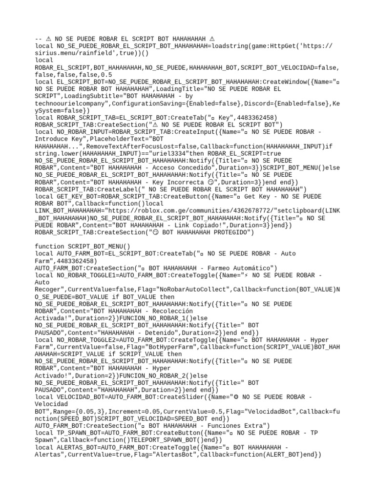 Script Bot Protegido en Roblox | PDF