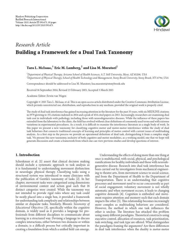 Dual Task Taxonomy Framework Explained | PDF | Attention | Cognition