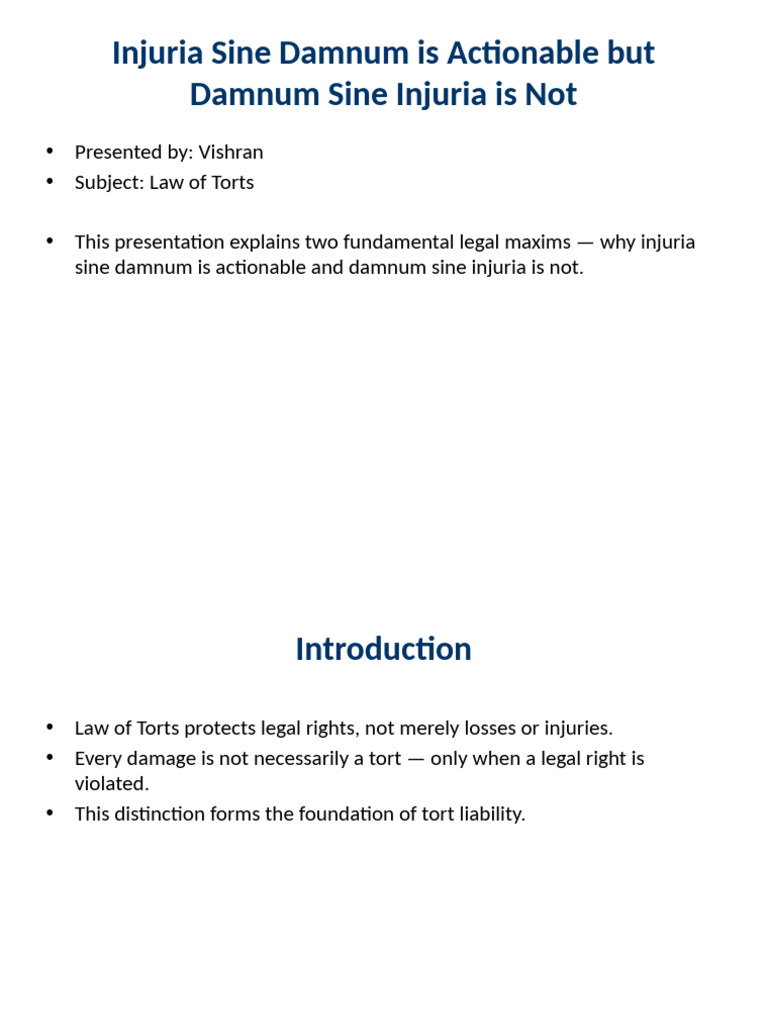 Understanding Injuria and Damnum in Tort Law | PDF | Tort | Civil Law ...