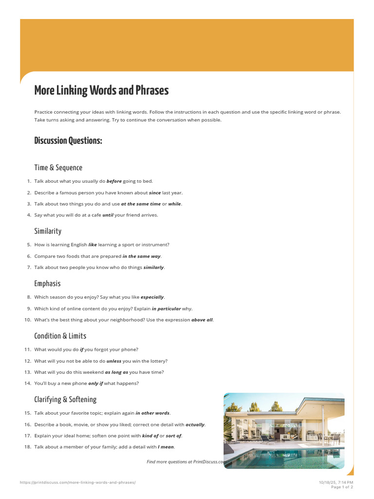 More Linking Words and Phrases | PDF