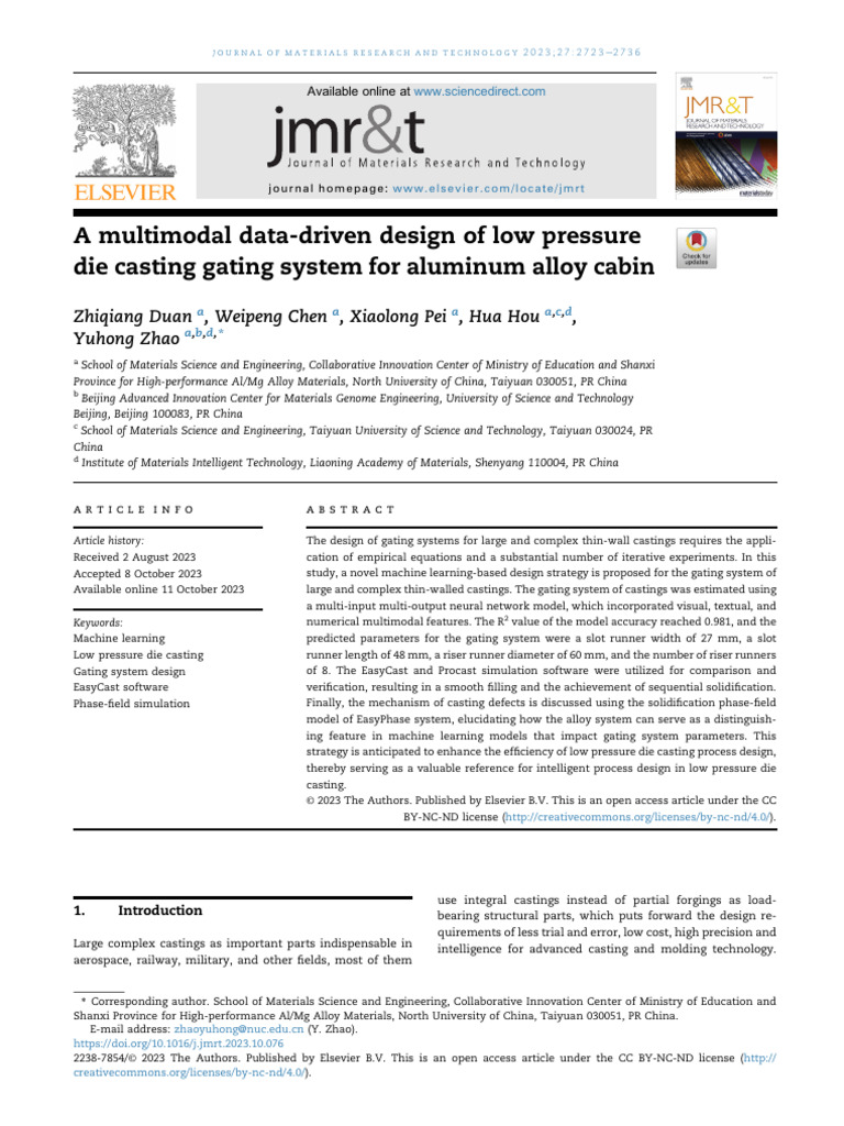 A Multimodal Data-Driven Design of Low Pressure Die Casting Gating ...
