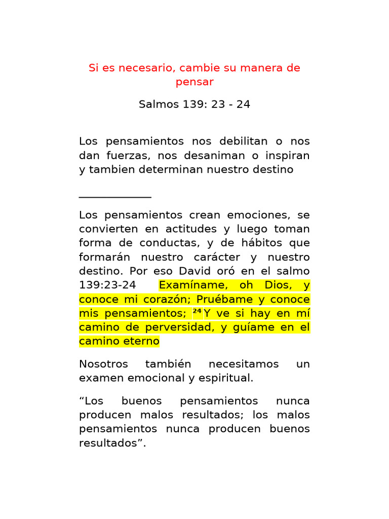 Si Es Necesario, Cambie Su Manera de Pensar | PDF