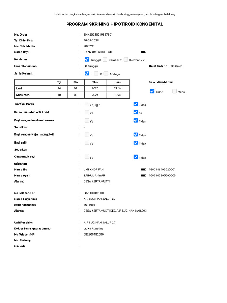 Form SHK by - Ny.umi Khofifah (K.mukti) | PDF