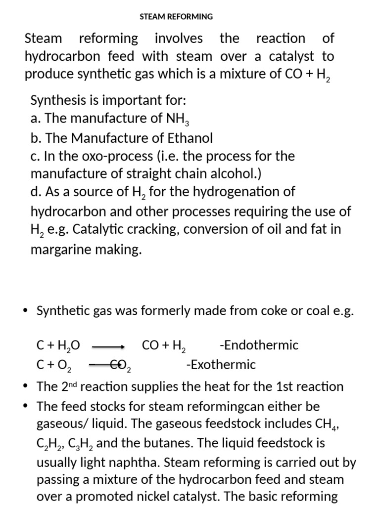Steam Reforming Process Overview | PDF | Cracking (Chemistry) | Ammonia