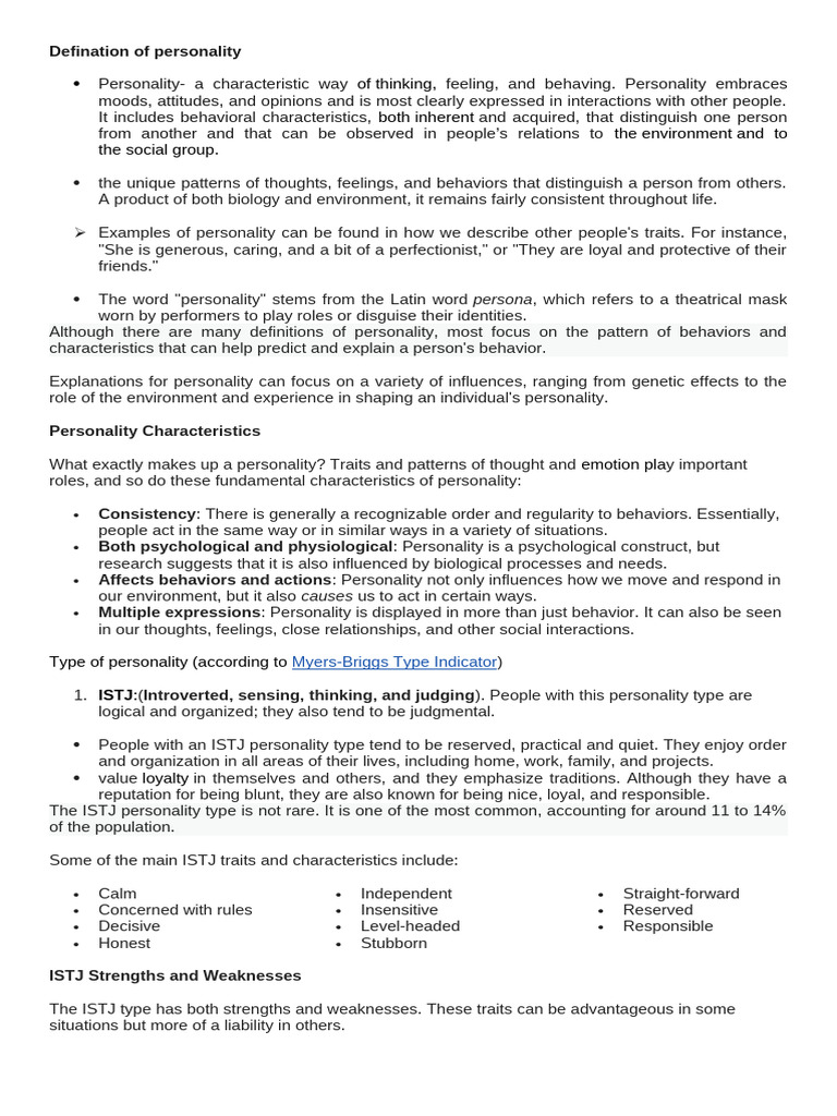Understanding Personality Traits | PDF | Personality Type | Thought