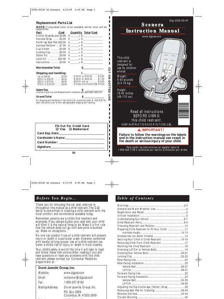 Cosco carseat manual | Seat Belt | Airbag