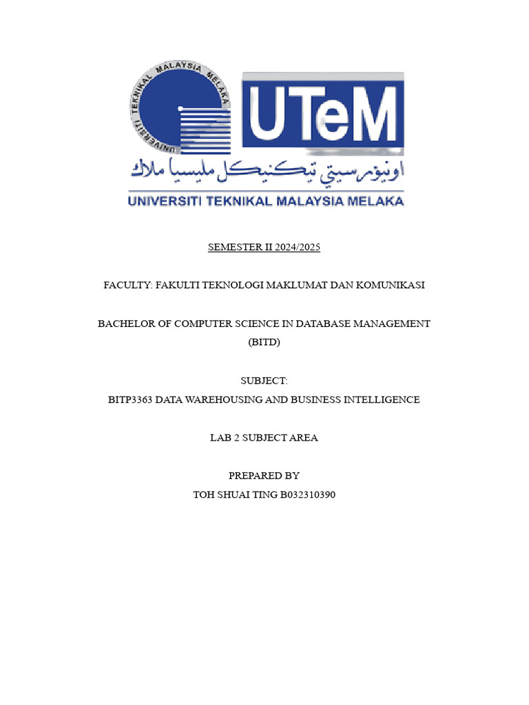 Lab 2 Subject Area Answers - TST | PDF | Data Warehouse | Data