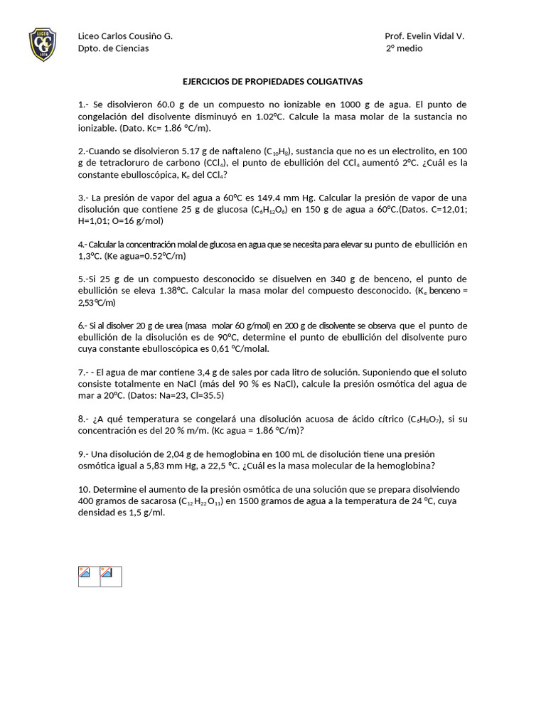 Ejercicios de Prop. Colig.2 | PDF