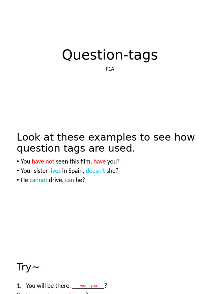 Understanding Question Tags | PDF