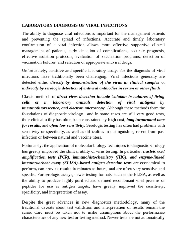 Laboratory Diagnosis of Viral Infections | PDF | Elisa | Virus