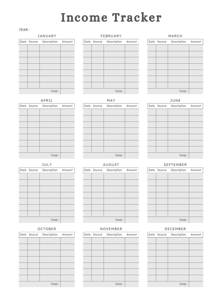 Monthly Income Tracker Template | PDF