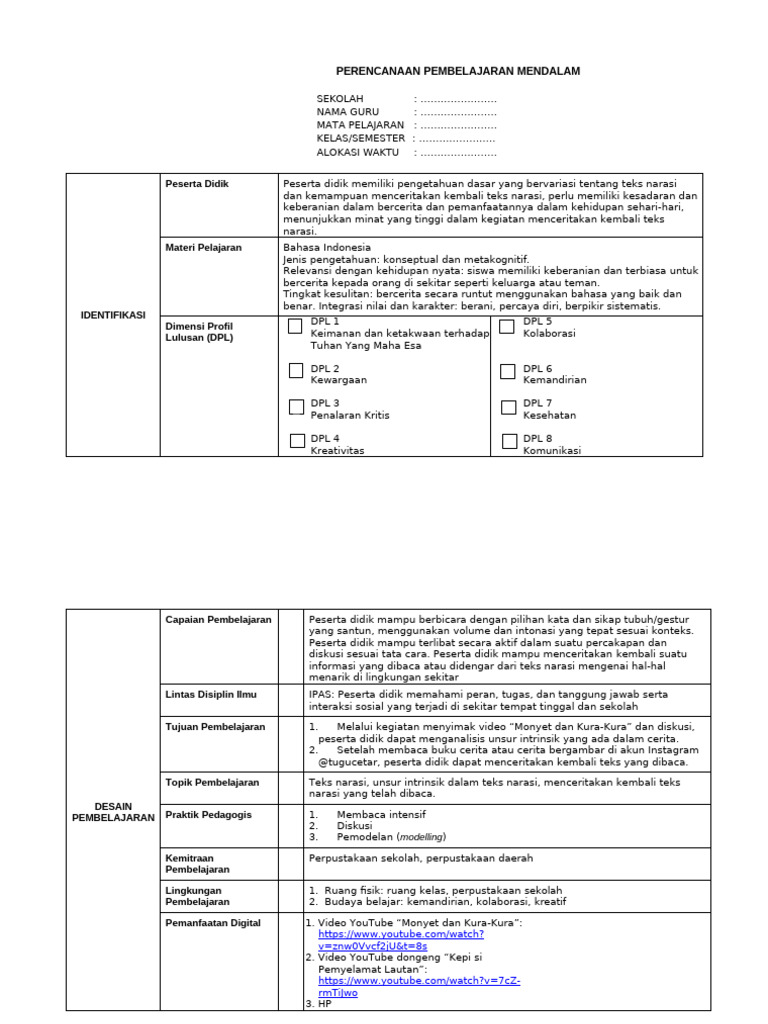 Rencana Pembelajaran Teks Narasi | PDF