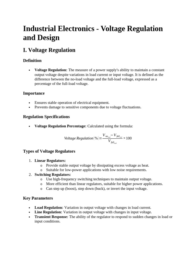 Voltage Regulation in Industrial Electronics | PDF | Capacitor | Power ...