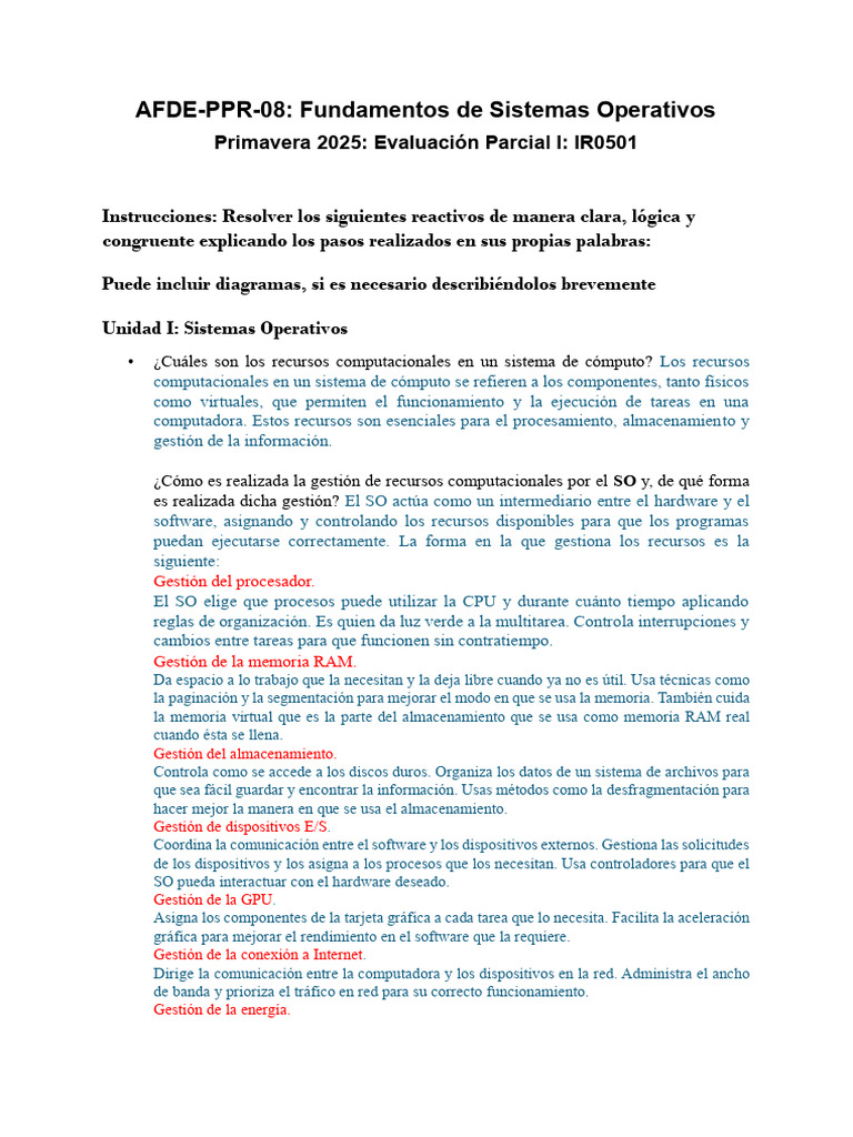 Examen AFDE-PPR-08 Parcial I Primavera 2025 (Mio) | PDF | Kernel ...