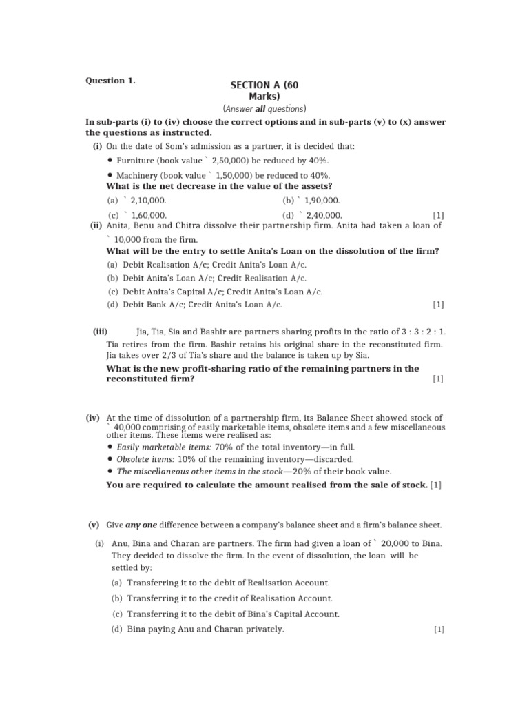 1 Marks Question ISC - 2023 | PDF | Debits And Credits | Book Value