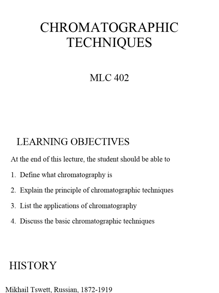 Chromatographic Techniques Overview | PDF | Chromatography | High ...