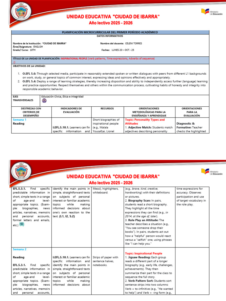 10th Grade English Curriculum Plan | PDF | Information | Linguistics